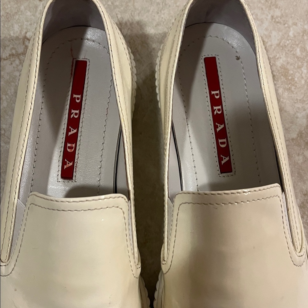 Prada Women's Cream Slip-On Sneakers, 8.5 USA size, 39.5 USA, preowned - Picture 2 of 14